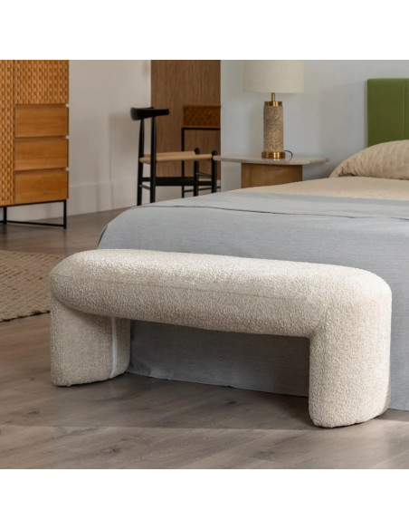 Banquette rembourrée en tissu bouclette