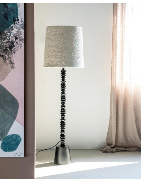 Lampadaire avec abat-jour tissu bouclettes Pulse
