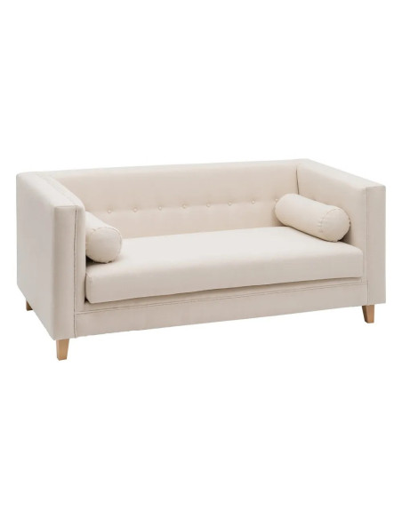 Canapé 2 places tissu beige accoudoirs hauts