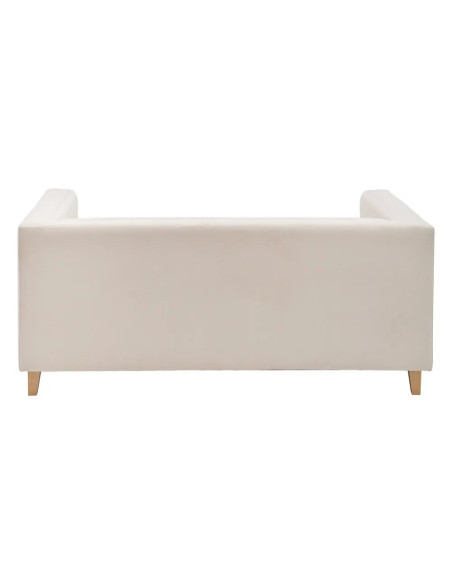 Canapé 2 places tissu beige accoudoirs hauts