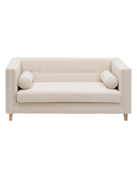 Canapé 2 places tissu beige accoudoirs hauts