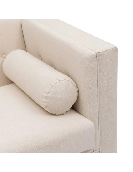 Canapé 2 places tissu beige accoudoirs hauts