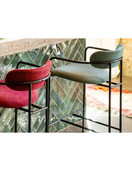 Lot de 2 chaises de bar design en tissu