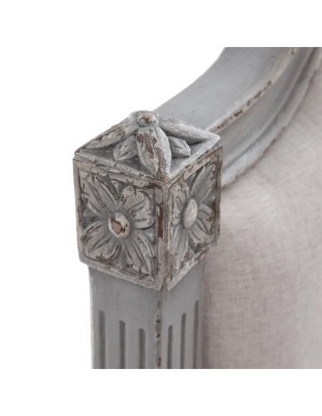 Tête de lit matelassée en bois sculpté gris taupe