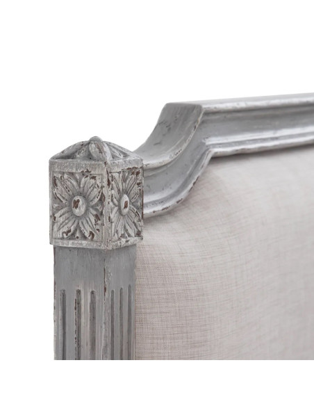 Tête de lit matelassée en bois sculpté gris taupe
