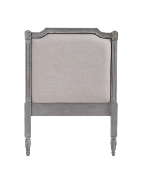 Tête de lit matelassée en bois sculpté gris taupe