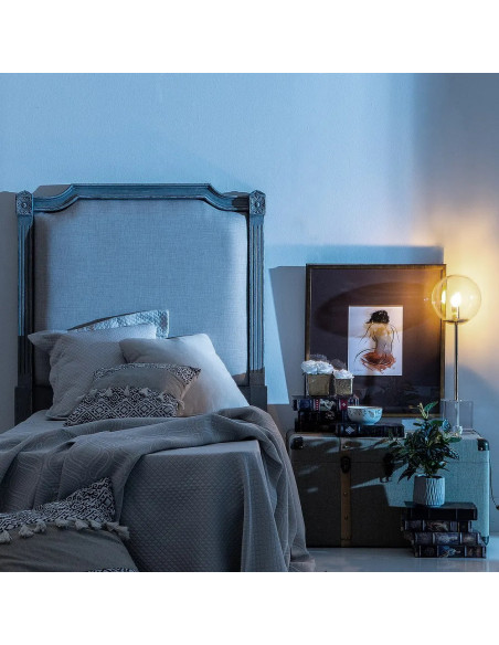 Tête de lit matelassée en bois sculpté gris taupe