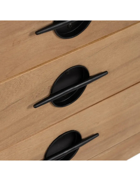 Buffet 9 tiroirs en bois et métal Aiko