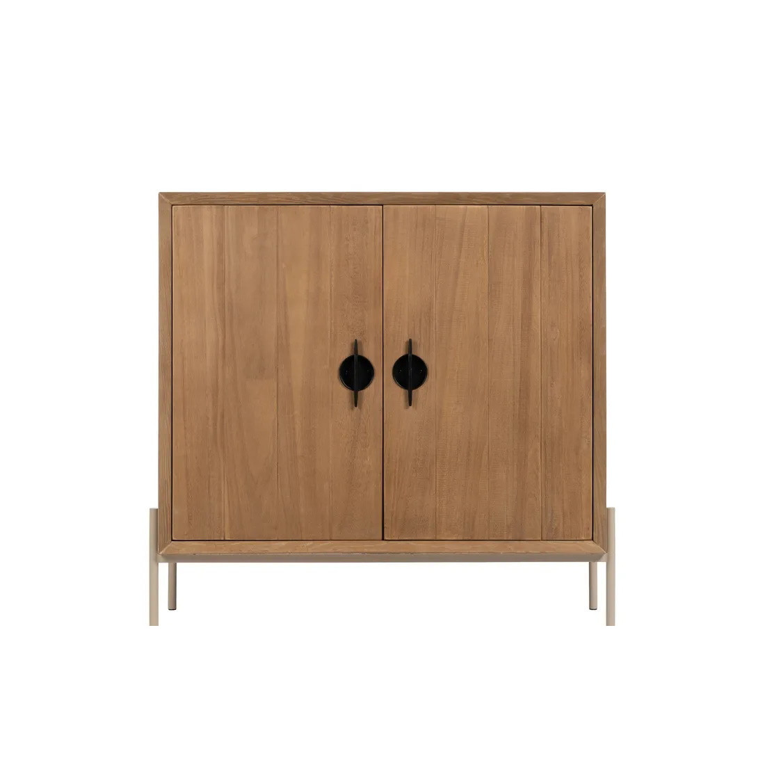Armoire De Rangement Métal Deux Portes – Patine Miel/noyer, XXe Siècle (occasion)