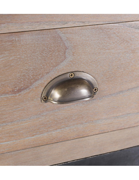 Grand buffet en bois massif avec tiroirs et portes vitrées