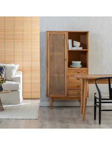 Armoire haute naturelle en mindi Ona