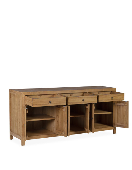 Bahut 6 portes et 3 tiroirs en teck massif