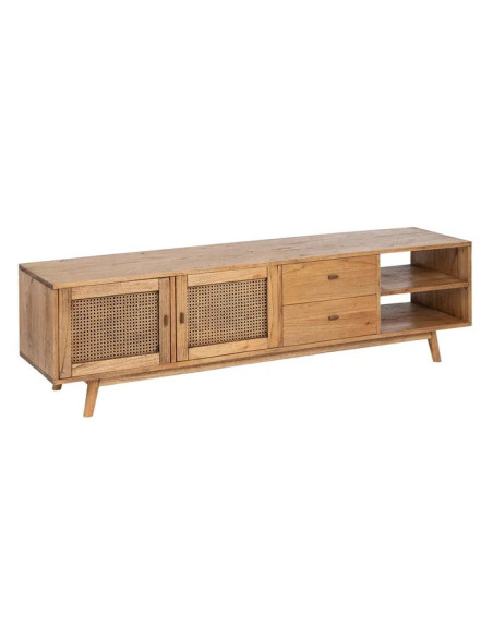Meuble TV en mindi et rotin Ona 180 cm