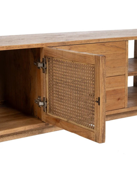 Meuble TV en mindi et rotin Ona 180 cm