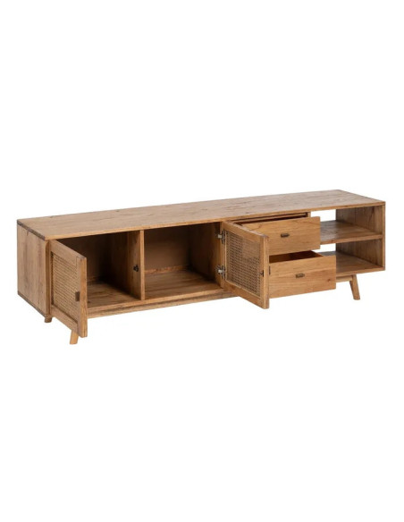 Meuble TV en mindi et rotin Ona 180 cm