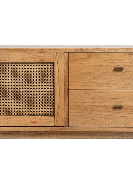 Meuble TV en mindi et rotin Ona 180 cm