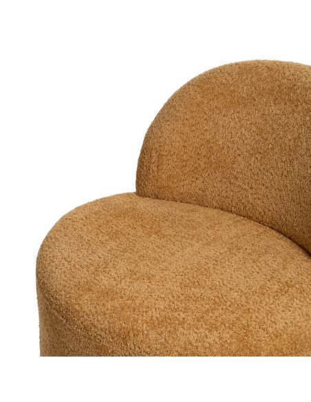 Fauteuil lounge arrondi en tissu et métal doré