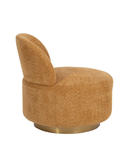 Fauteuil lounge arrondi en tissu et métal doré