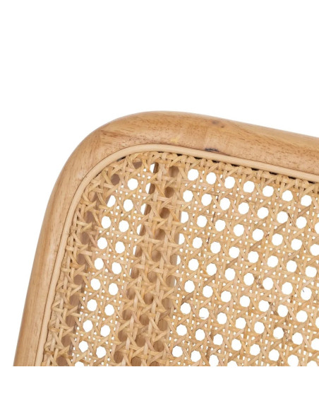 Fauteuil bas en bois clair assise tissu bouclette