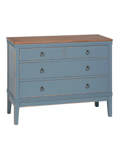 Commode bleue classique chic avec 4 tiroirs