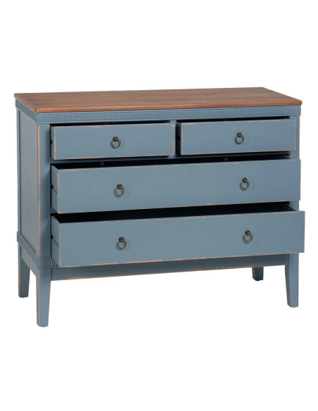 Commode bleue classique chic avec 4 tiroirs