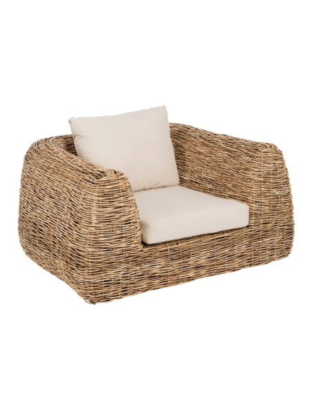 Fauteuil Lounge en rotin et coussins déhoussables