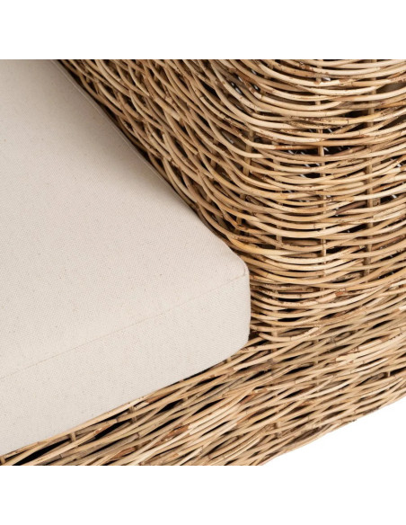 Fauteuil Lounge en rotin et coussins déhoussables