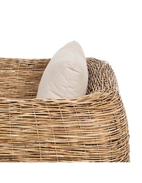 Fauteuil Lounge en rotin et coussins déhoussables