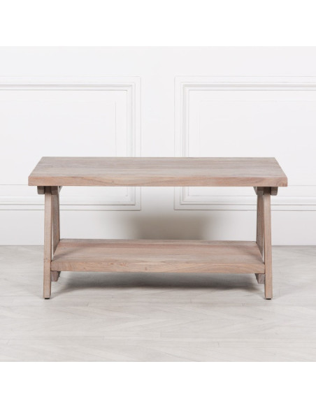 Table basse double plateau patine grisée