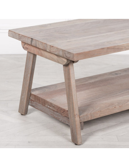 Table basse double plateau patine grisée