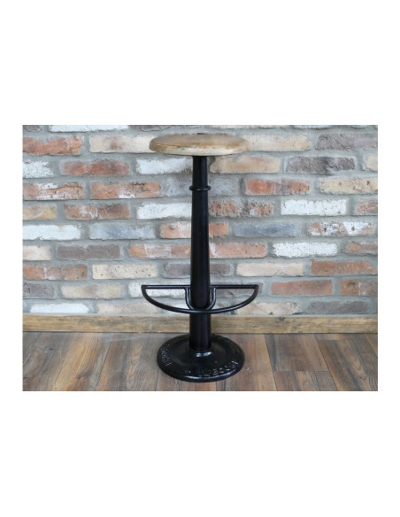 Tabouret de bar en fonte avec assise en bois massif