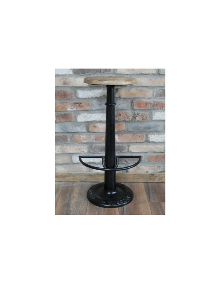 Tabouret de bar en fonte avec assise en bois massif
