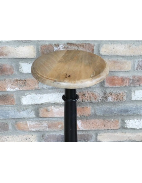 Tabouret de bar en fonte avec assise en bois massif