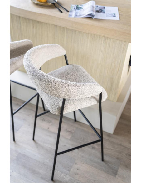 Tabouret de bar en tissu et métal Luka