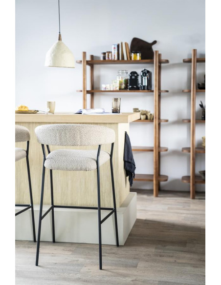 Tabouret de bar en tissu et métal Luka
