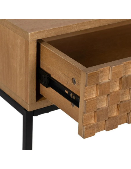 Bureau bois et métal avec tiroir damier et niche de rangement
