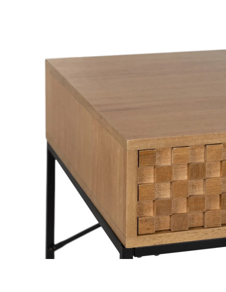 Bureau bois et métal avec tiroir damier et niche de rangement