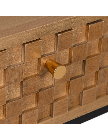 Bureau bois et métal avec tiroir damier et niche de rangement