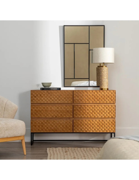 Commode 6 tiroirs aux façades de damier