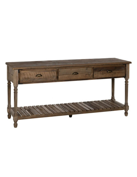Grande console drapier avec tiroirs en bois vieilli