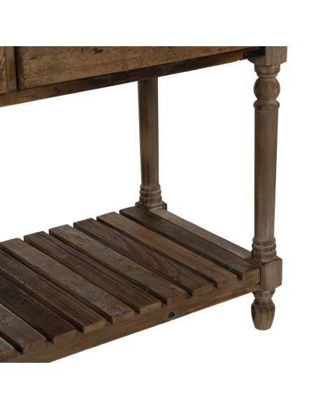 Grande console drapier avec tiroirs en bois vieilli