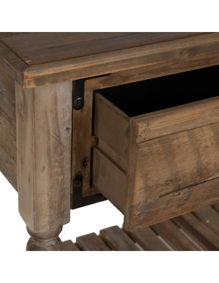 Grande console drapier avec tiroirs en bois vieilli