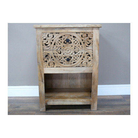 Table d'Appoint Sculptée en Bois de...