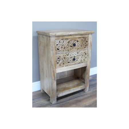 Table d'Appoint Sculptée en Bois de...