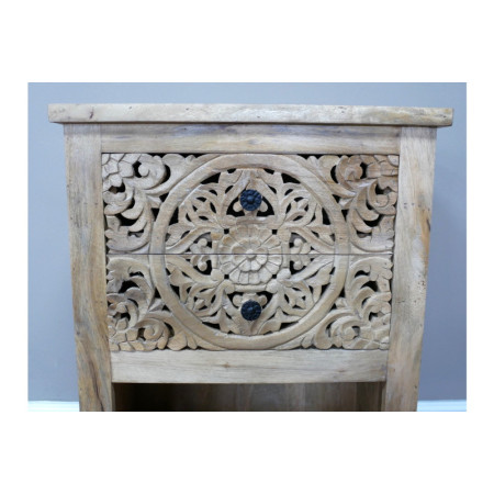 Table d'Appoint Sculptée en Bois de...