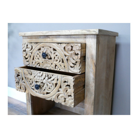 Table d'Appoint Sculptée en Bois de...