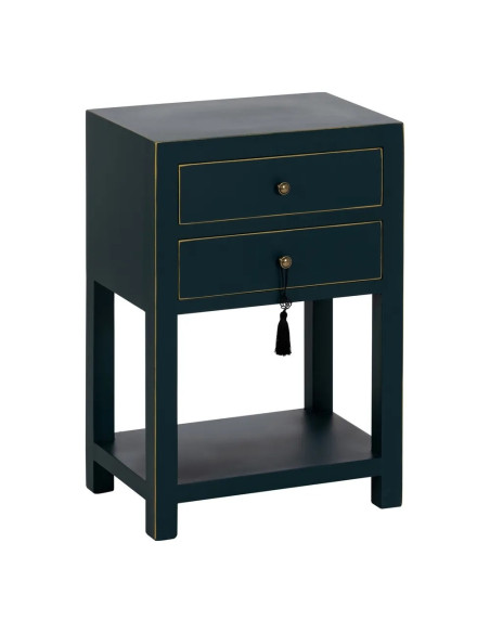 Chevet style chinois 2 tiroirs et étagère