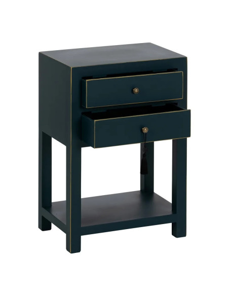 Chevet style chinois 2 tiroirs et étagère
