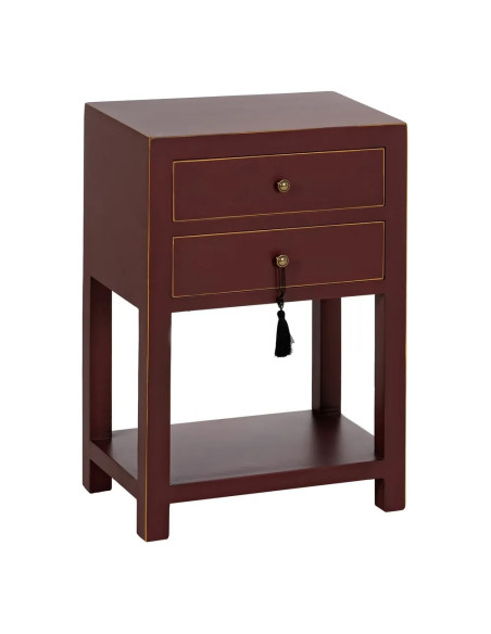 Chevet style chinois 2 tiroirs et étagère