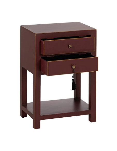Chevet style chinois 2 tiroirs et étagère